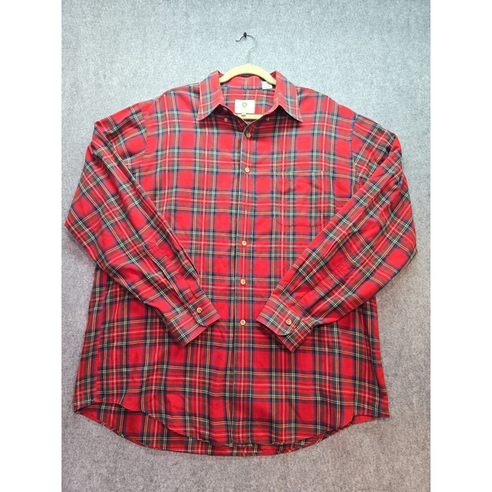 Viyella Shirt Mens Large Red Plaid Button Down Wool Blend Classic Casual